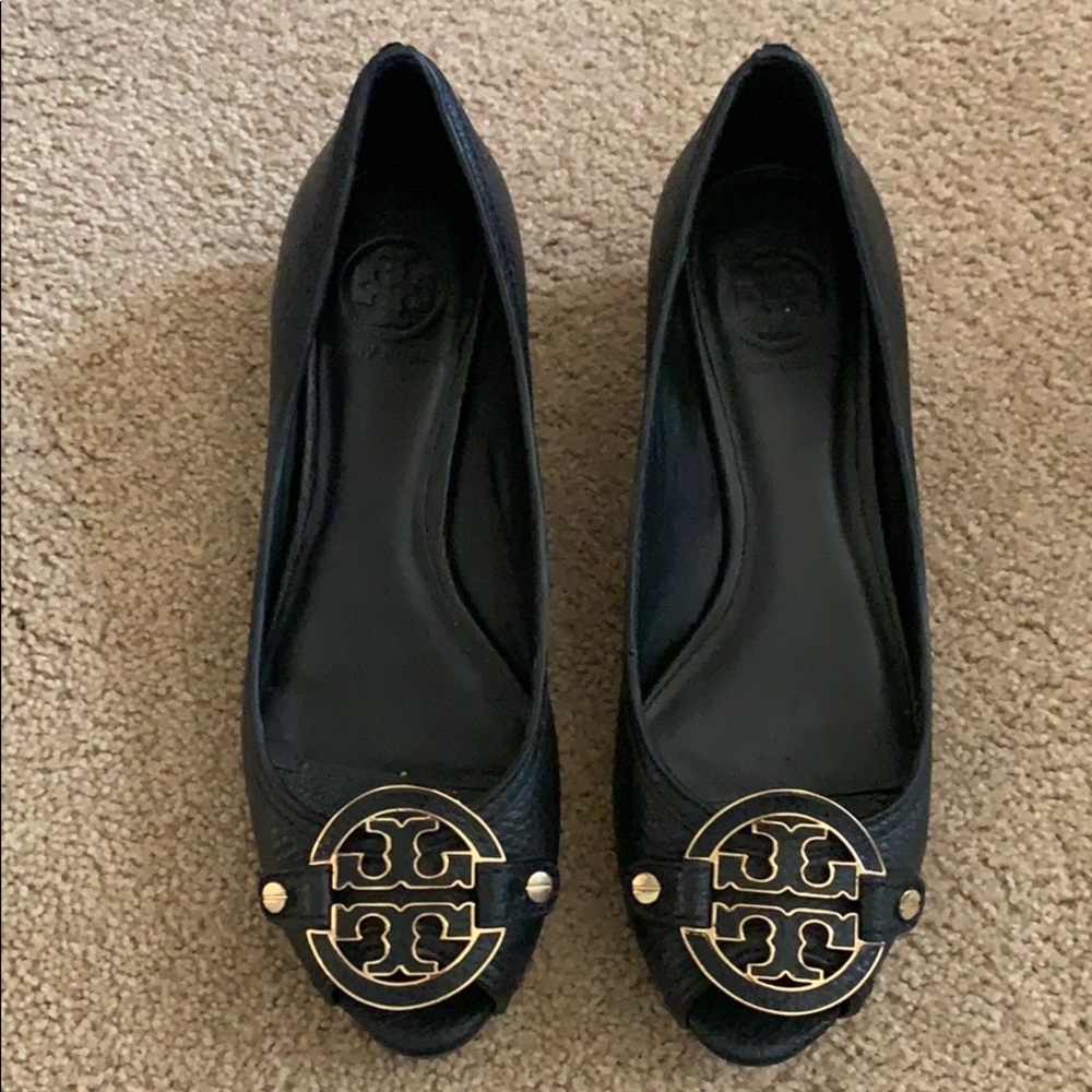 *HOST PICK* Tory Burch Leather Peep Toe Wedge